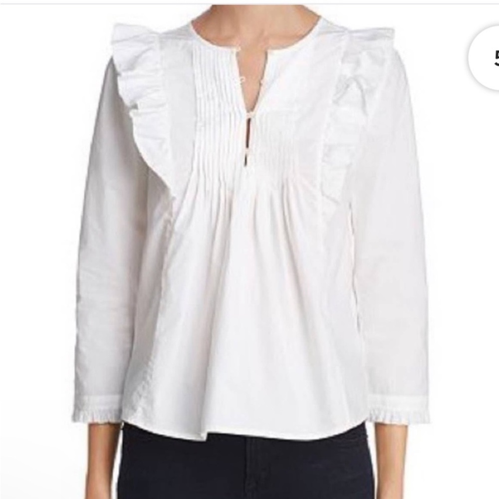Joie Adelheid White Ruffle Blouse